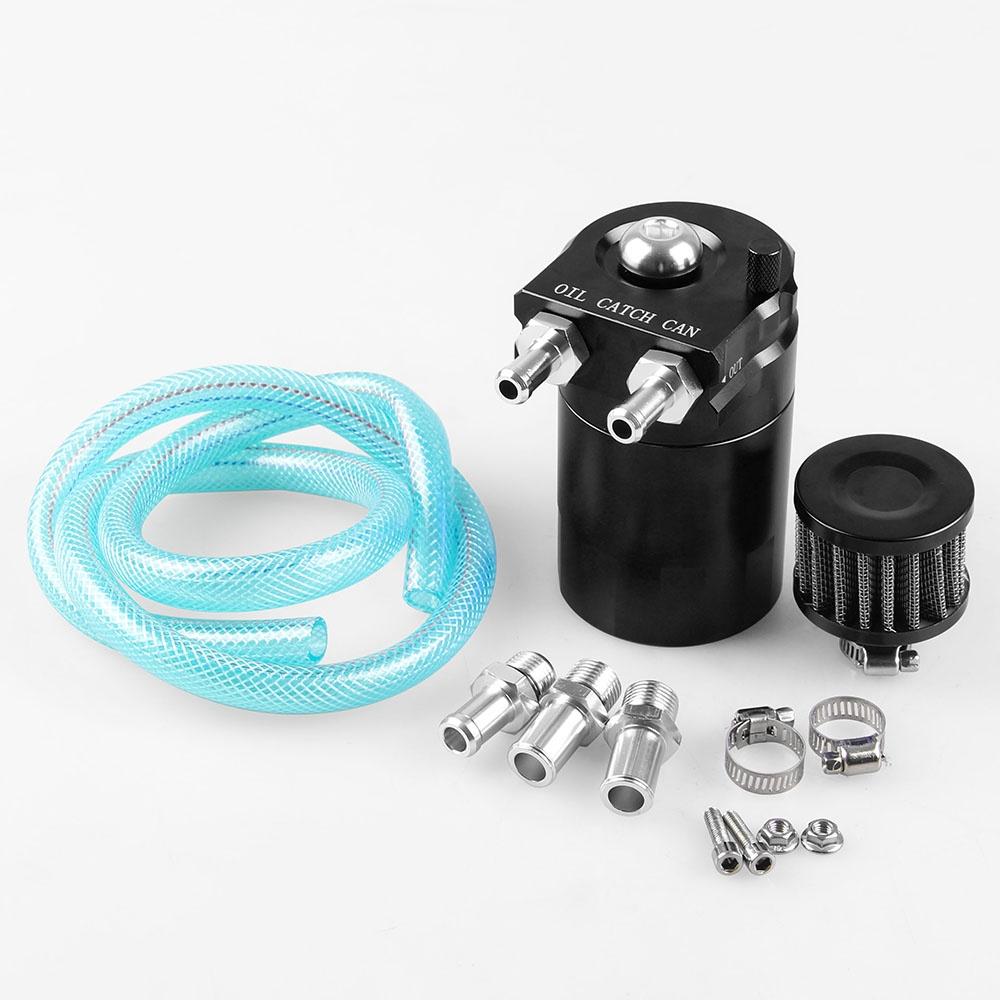 Engine Aluminum Cylinder Oil Catch Reservoir Breather Tank Can Black With