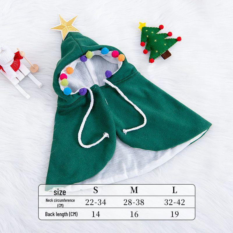 Рождественский комплект из накидки и шапки для питомца: Теплая праздничная одежда для кошек и маленьких собак
