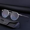 Non-polarized Vintage Round Punk Sunglasses Men Metal Shades Double Bridge Round Frame Driving Gothic Punk Sunglasses