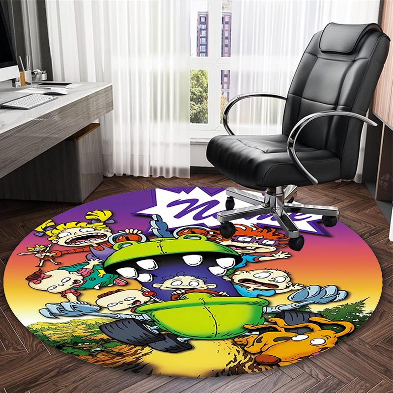 Customizable R-Rugrats in paris2 Round Non-Slip Carpet - Ideal for Garden, Picnic, Office, Perfect for Decoration, Suitable For All Seasons