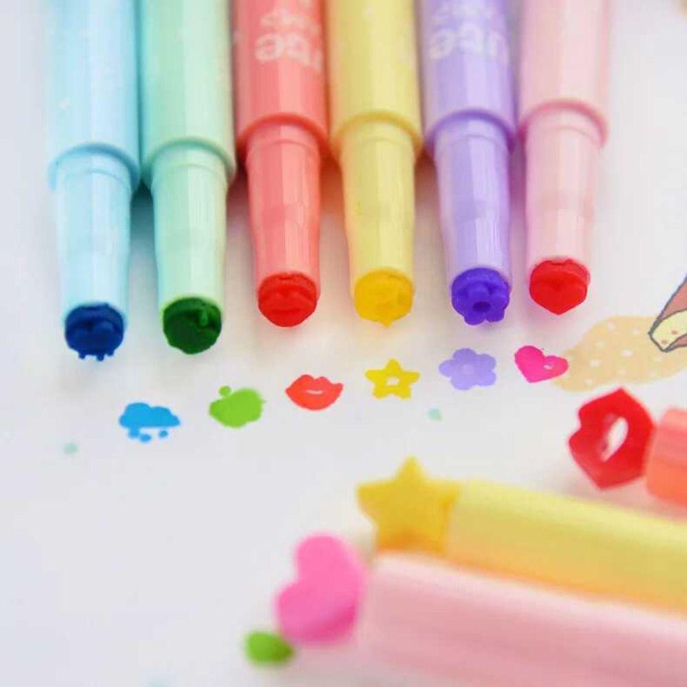 Candy Color Highlighters Pen Journal Diary Decoration Highlighter Cute Stamp