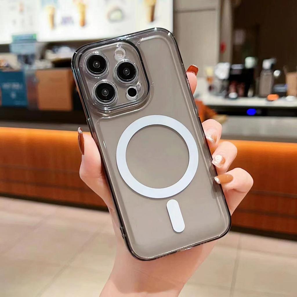 Tpu Magnetic Magnetic Empty Shell Phone Case Is Suitable for Apple 15promax Soft Shell 12/13 Transparent 14-hole Phone Case