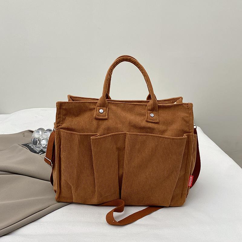 Повседневная простая наплечная сумка-тоут, сумка-мессенджер, женская вельветовая сумка большой вместимости, женская новая сумочка