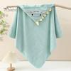 Детское банное полотенце, декор с вышивкой в ​​виде животных, мягкая микрофибра, хорошо впитывающее пеленание для новорожденных, впитывающая пот накидка, накидка для сушки тела