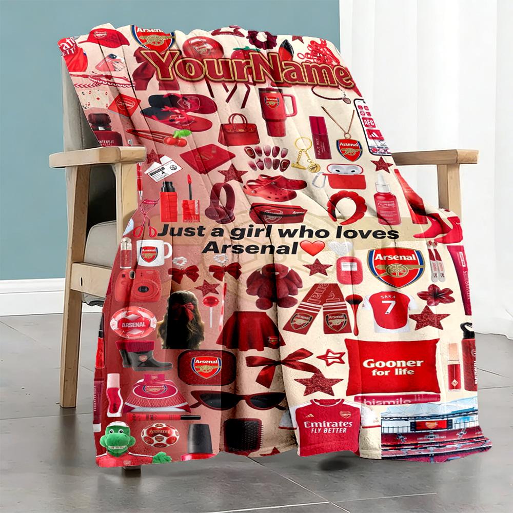 Arsenal Personalized Name Blanket Multi-purpose Personalized Blanket Soft & Cozy Throw For Seaside Home Decor Couch Office Four Seasons Multipurpose