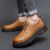 2024Новые коричневые мужские повседневные туфли из натуральной кожи, брендовые низкие ботинки для мужчин, рабочая защитная обувь, пара, мотоциклетная обувь для мужчин
