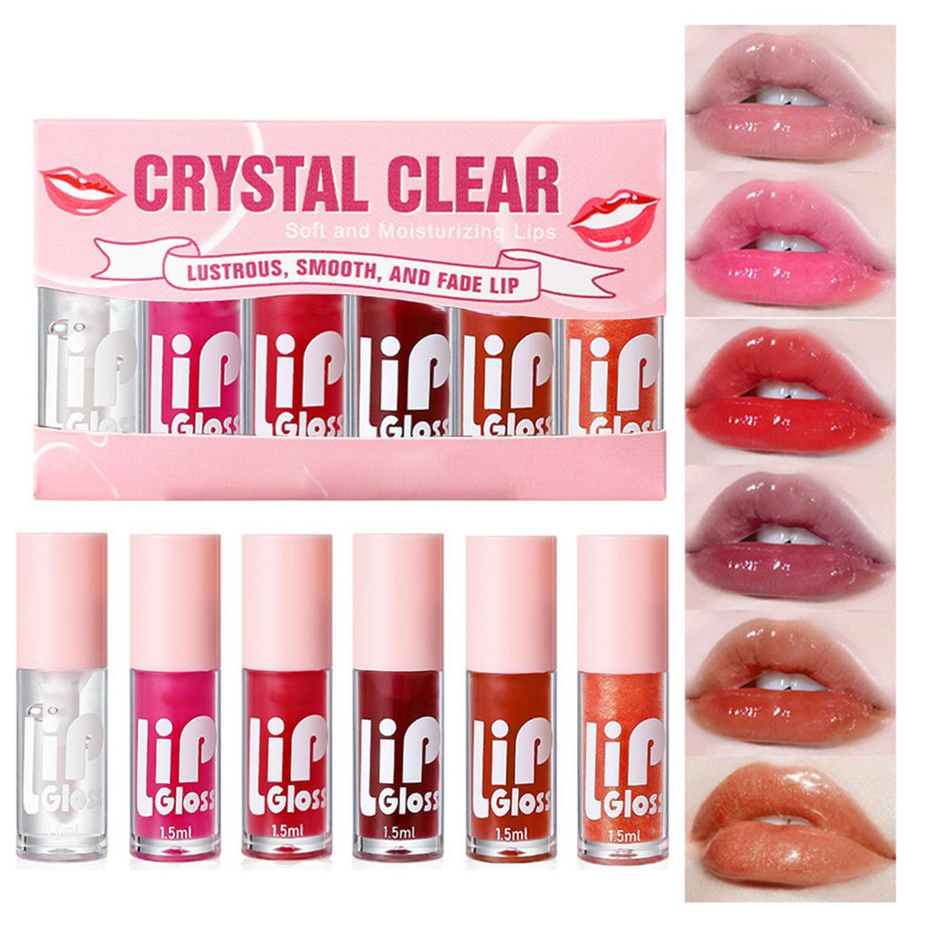 Hydrating Jelly Lip Oil and Plumper Serum 6-Piece Kit, Moisturizing Formula for Lip Nourishment and Care