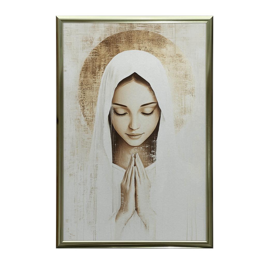 Modlitwa Maryi W Ciszy Modlitwa Maryi W Ciszy, 40X50 Cm, Rama Aluminiowa Złota, Papier Matowy 230 Gsm