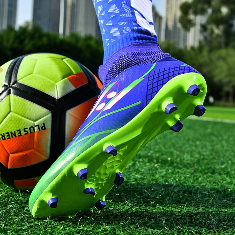 35-45Унисекс футбольные бутсы Молодежные футбольные бутсы большого размера Резиновая мягкая подошва с длинными ногтями AG Профессиональные тренировочные футбольные бутсы с искусственным газоном