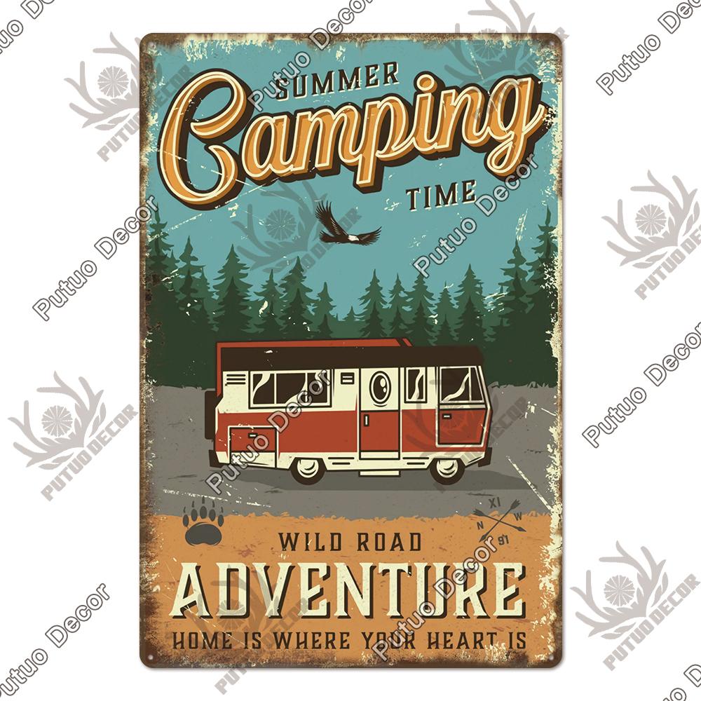 Decor Camping Tin Sign Vintage Plaque Metal Plate Retro Posters Wall Art Decor for Trip Car Home Living Room Unique Gift