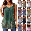 Women's Fashion Pleated Sleeveless Casual T-shirt Vest Button Top