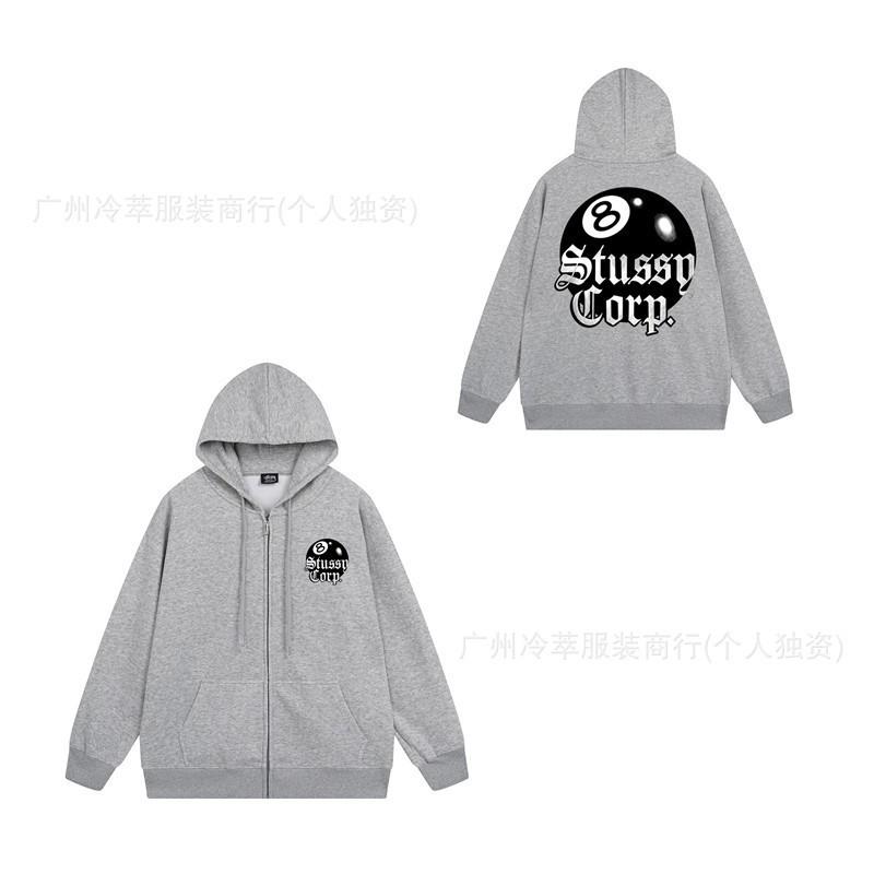 Unisex Hooded Zip-Up Fleece-Lined Sweatshirt With Letter Print Loose Fit Cotton Long Sleeve Men Women