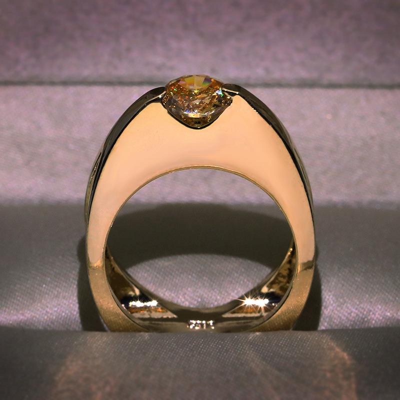 Высококачественное геометрическое кольцо с белым цирконием, желтое золото, обручальное кольцо для вечеринки, ювелирный подарок для женщин