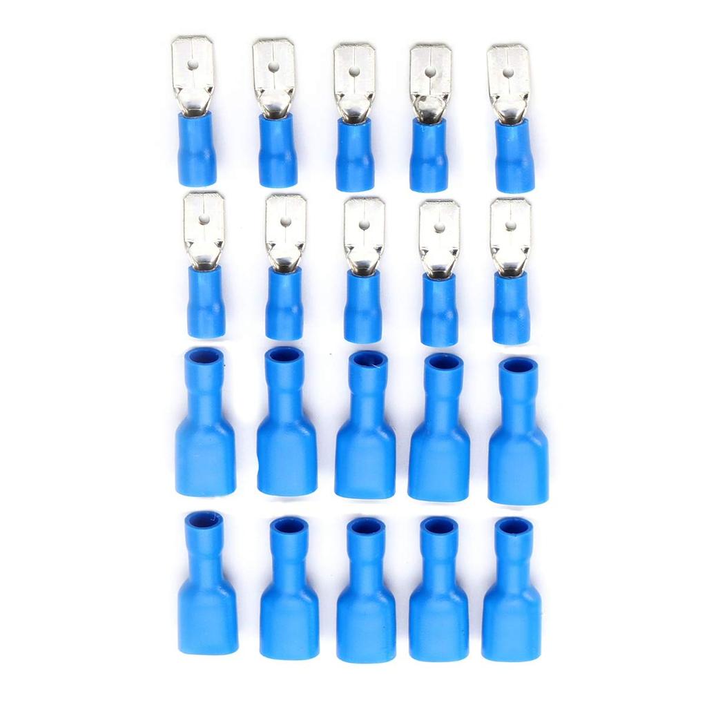 100 шт. 50 пар 6,3 мм 16 14AWG женский мужской электрический проводной разъем изолированный обжимной наконечник лопатка синий