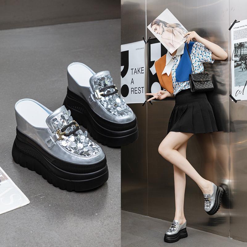 Модные 12 см натуральная кожа весенние женские шикарные сандалии женская удобная обувь высокого бренда модные повседневные тапочки на платформе танкетке лето