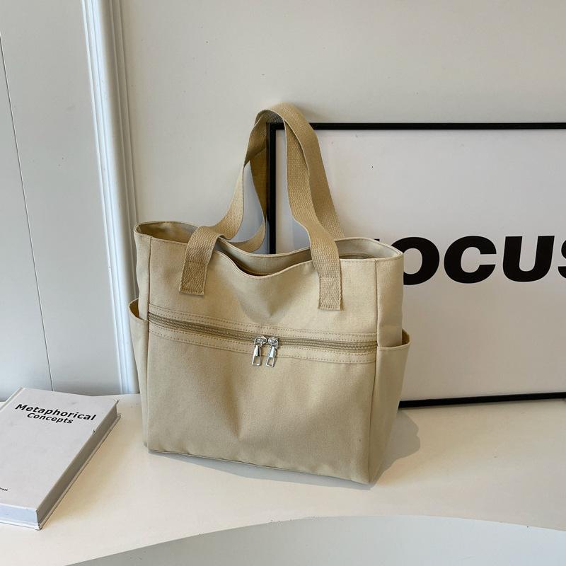 Женская сумка через плечо унисекс, большая вместительная сумка, повседневная универсальная однотонная холщовая сумка для студентов, дорожная сумка на молнии, квадратная сумка