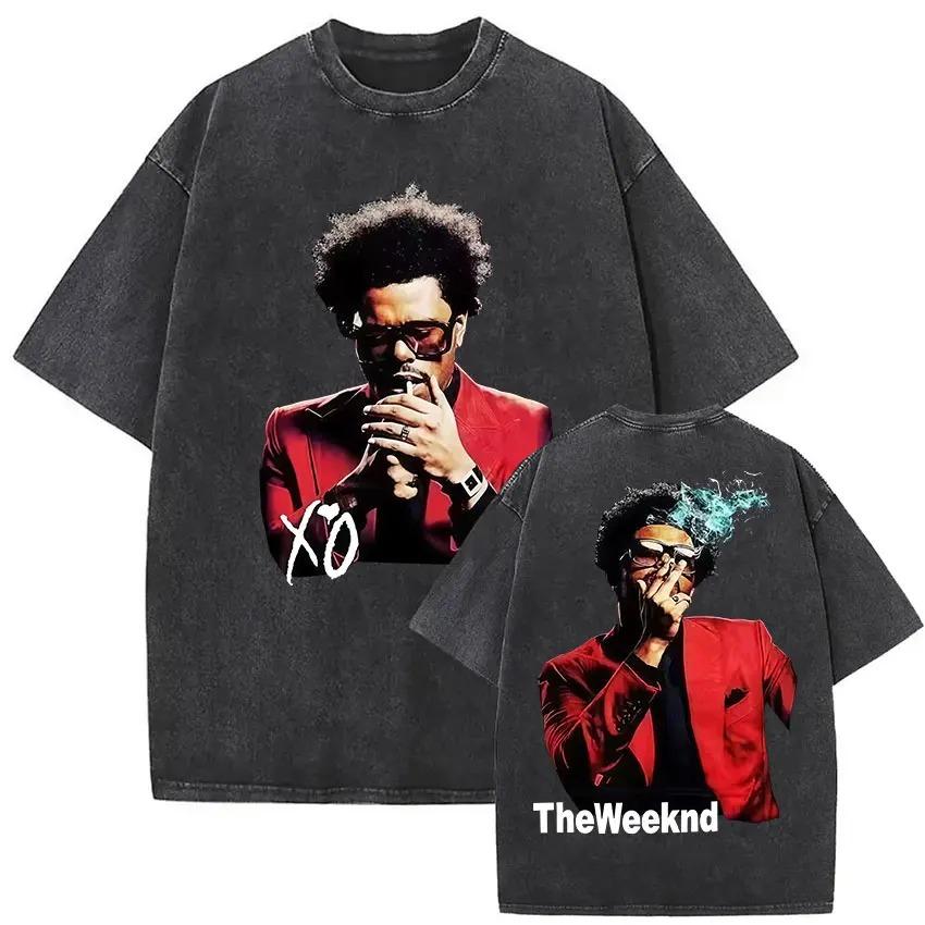 The Weeknd XO Tour Винтажная стираная футболка Унисекс Женская Поп-музыка Футболки с коротким рукавом Рэп Хип-хоп Готический FeУнисекс Унисекс Одежда
