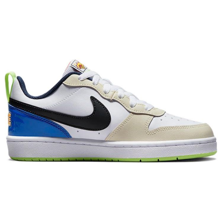 Nike Кроссовки Court Borough Low 2 SE GS Player One Kids белые черные лазерно-оранжевые FB1394-101