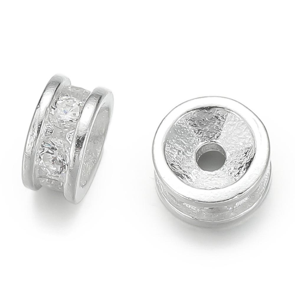 Стерлинговое серебро 925 пробы, инкрустированное бриллиантами, разделительная бусина для браслетов и ожерелий