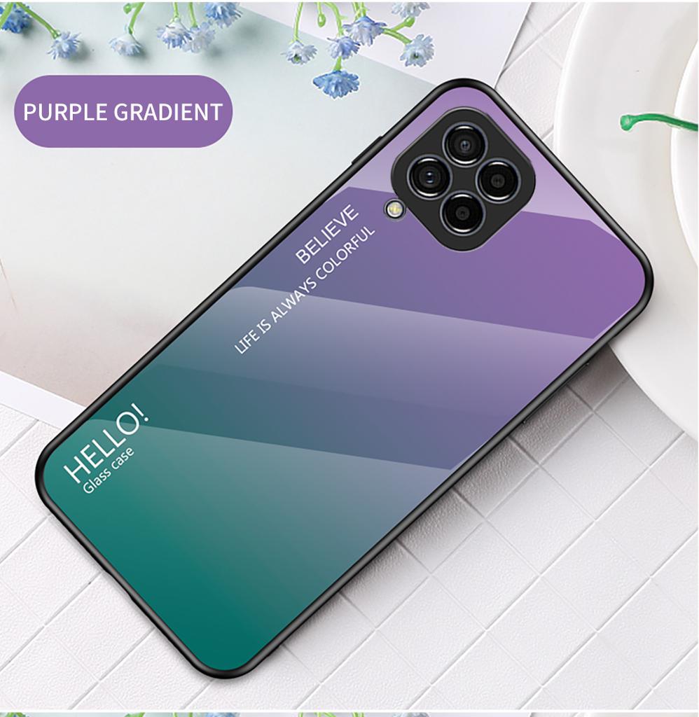 For Samsung Galaxy J4 J6 Plus J2 Pro J4 Core J7 M10 M20 M21 M30S M31 M31S M51 M53 Case Gradient Aurora Tempered Glass Soft Frame Back Cover Phone Case