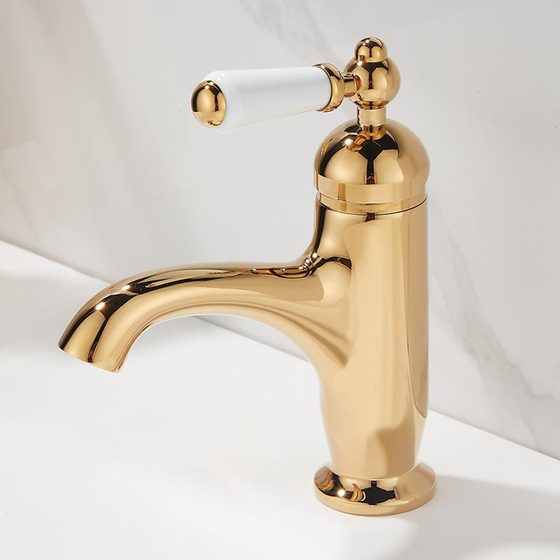Смеситель для раковины с покрытием под золото Хромированные смесители для горячей и холодной воды Старинный смеситель для раковины Смесители Керамическая ручка Черные смесители для раковины