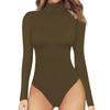 Женская цельная футболка, тонкий комбинезон с длинными рукавами и высоким воротом, однотонный топ