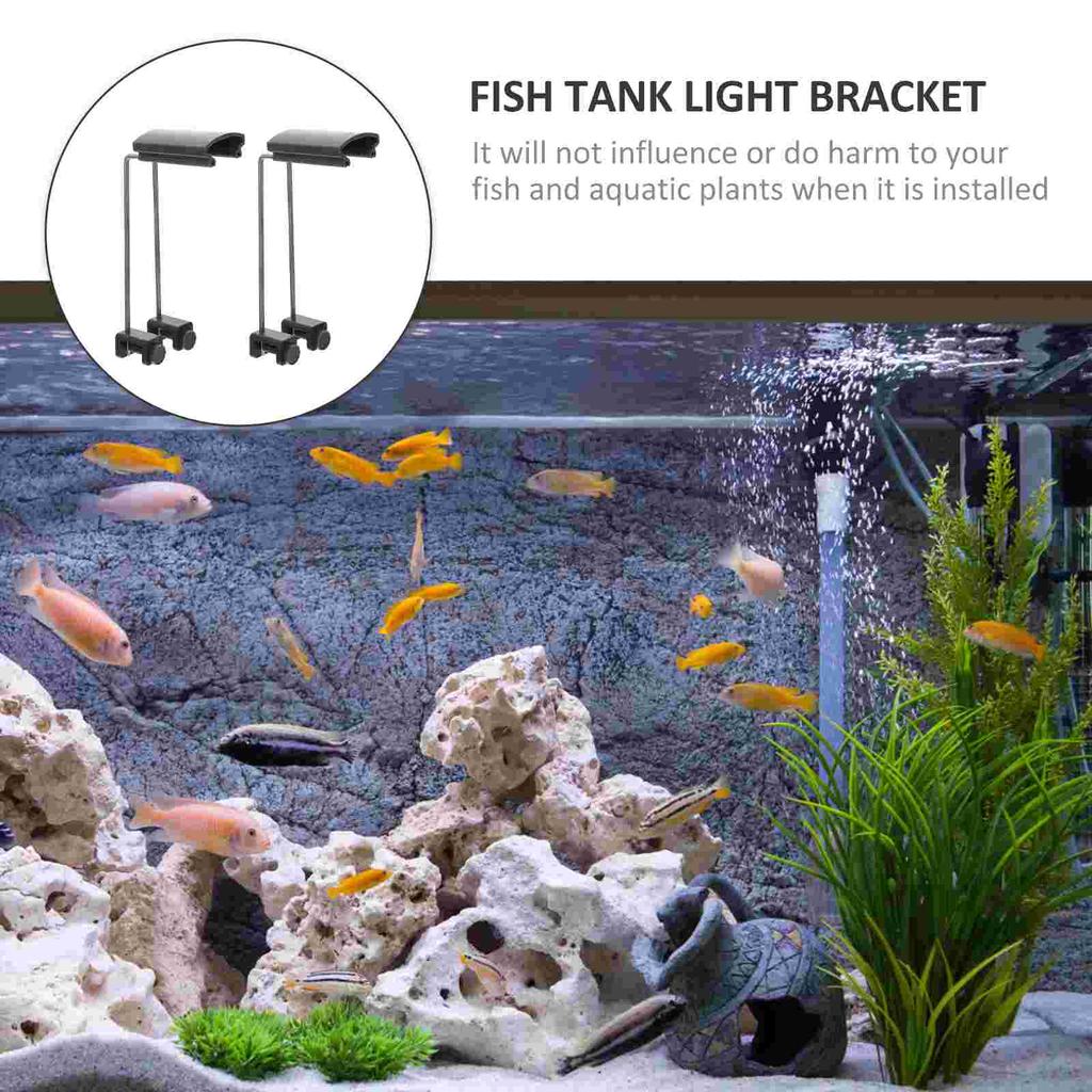 2 Pcs Aquarium Fish Tank Light Bracket Bulb Bulbs Black LED Stand Plastic Clamp Accessories