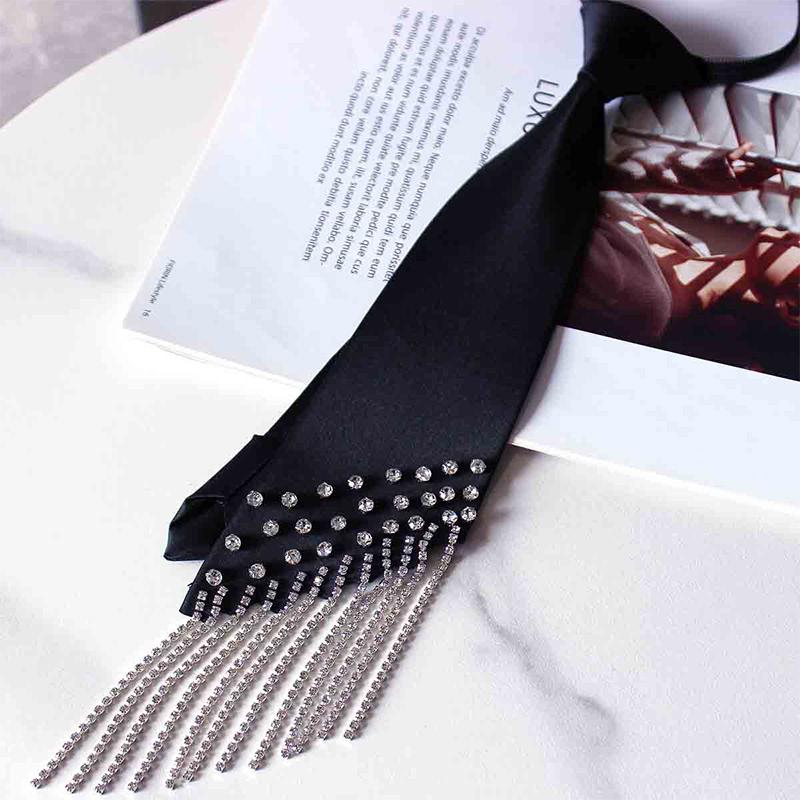 Женский полиэстеровый модный галстук со стразами для вечеринки, сплав, стиль преппи, ожерелье, галстук, декоративная жемчужная рубашка, платье, ювелирные изделия, аксессуары