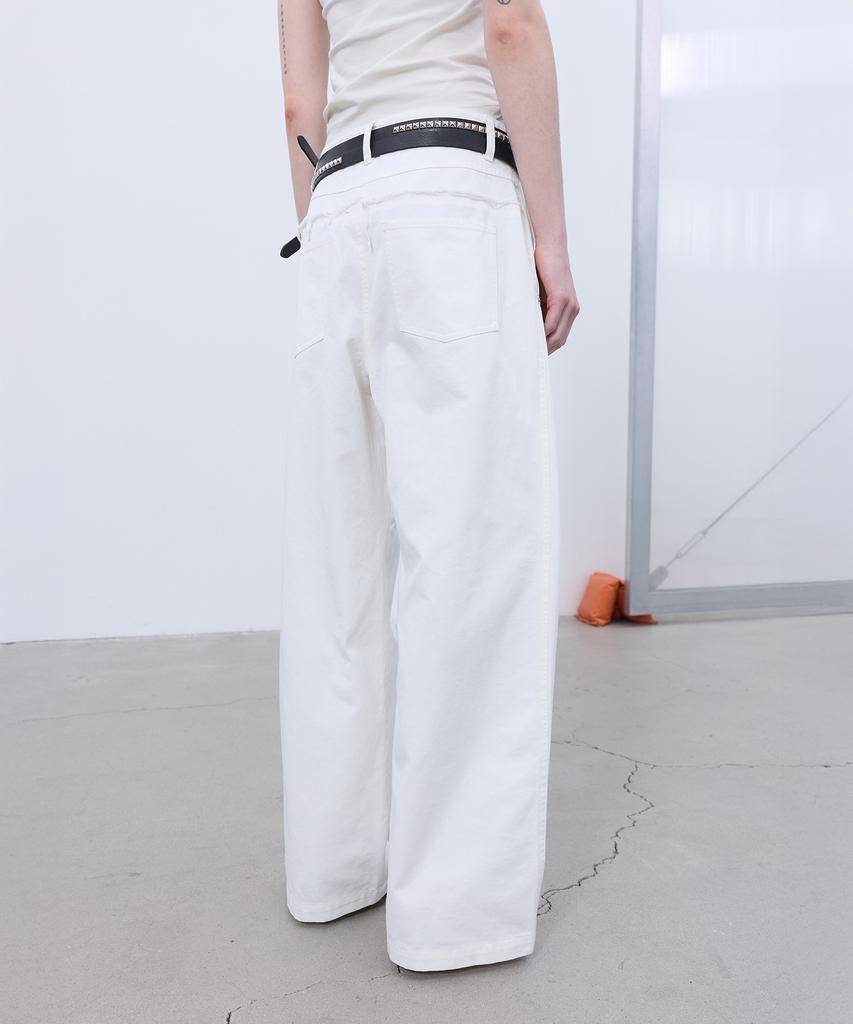LCDC™ Frayed Line Detail Pants (White)