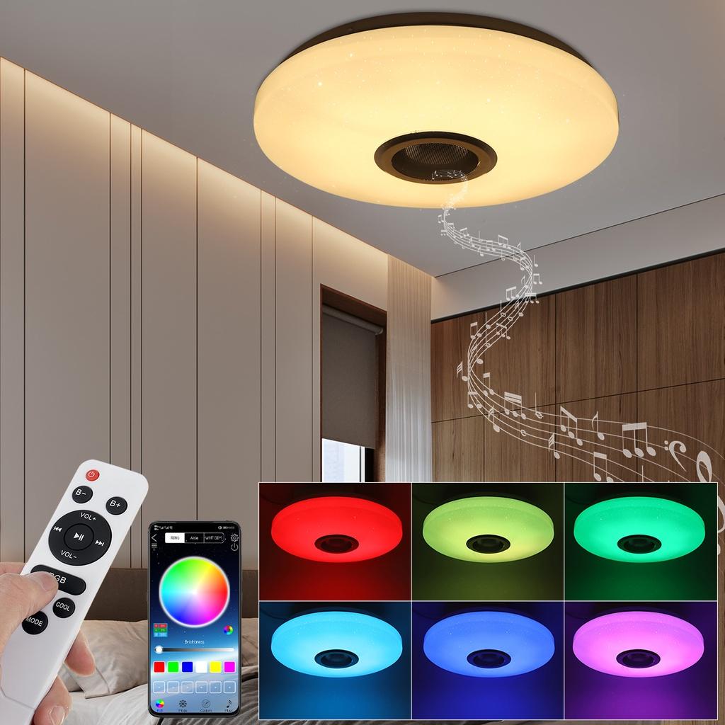300 Вт современный музыкальный потолочный светильник RGB с регулируемой яркостью, потолочные светильники с дистанционным управлением и управлением через приложение для домашнего динамика, светильник AC180-265V