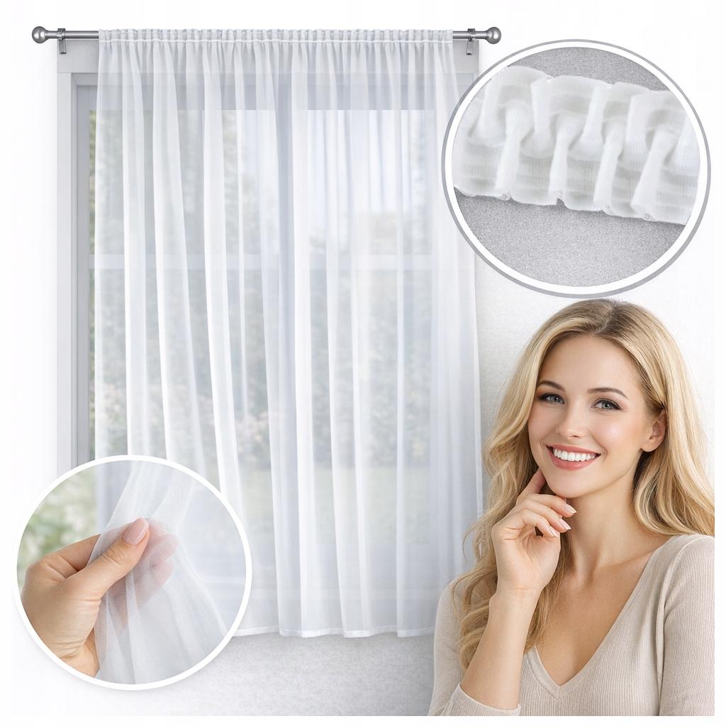 CURTAIN ready living room bedroom VOILE smooth white TAPE and tunnel 700x235 fashionable
