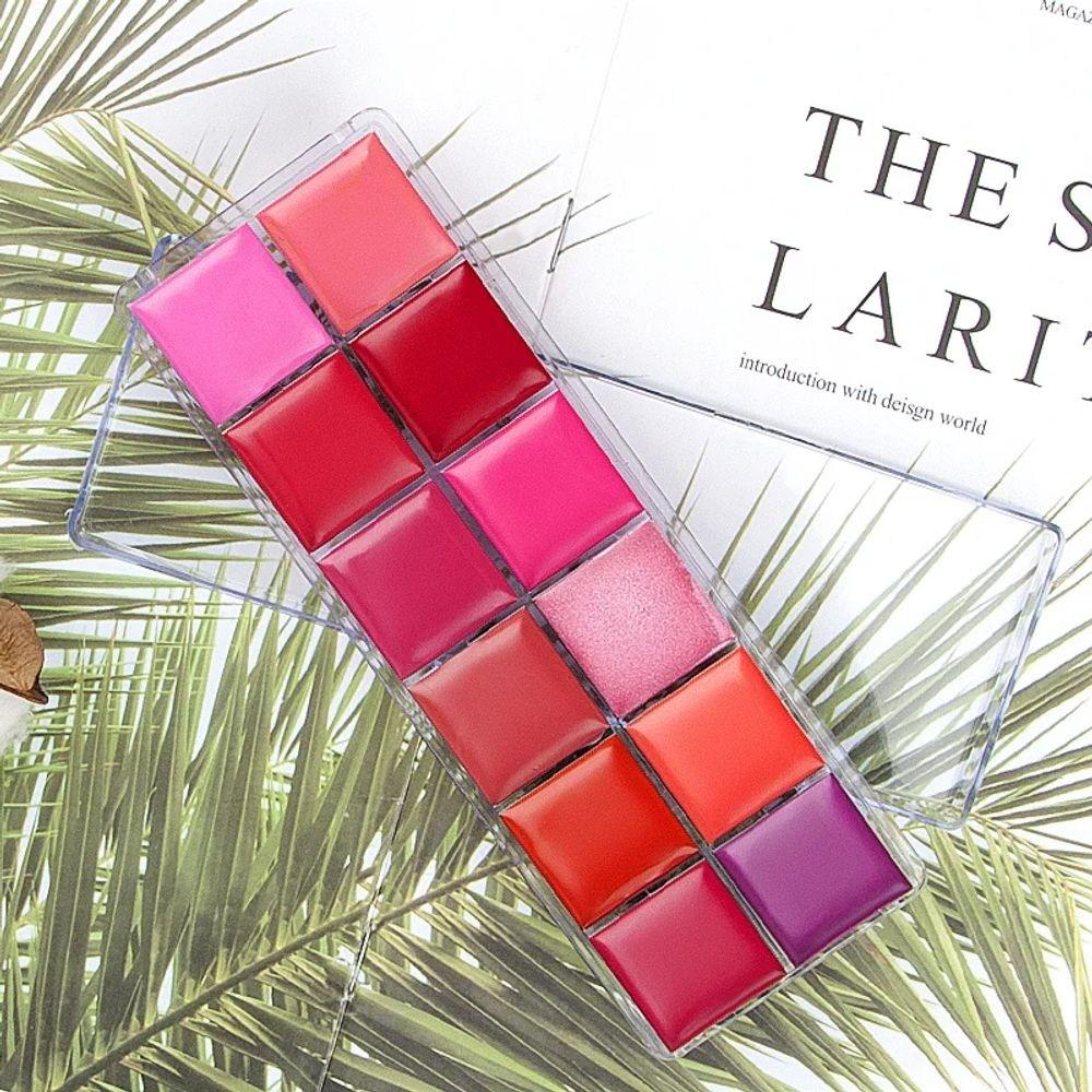 Moisturizing Lip Gloss Palette for Women Long Lasting Lipstick Girls Nude Cosmetic Makeup Lip Tools 12 Colors, 12Color Lipstick, 1 Piece