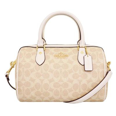 Coach Сумка FCV961 CV961 Sand x Chalk Signature Coated Canvas Rowan Satchel (Рюкзак) Женский [Продукт Outlet] [Бренд] [Товар]