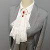 Women's Multilayer Lace Ruffle Crystal Faux Collar Gothic Victorian Detachable Jabot Collar Steampunk Clothing Accessory