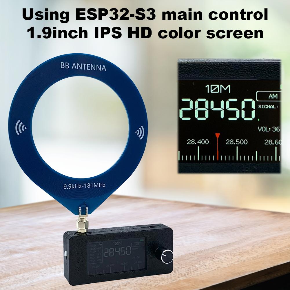 Радиоприемник HF SW MW VHF с кольцевой антенной SI4732 0,5-108 МГц Карманное мини-радио LSB USB AM FM FM/AM радио 1,9-дюймовый IPS-экран