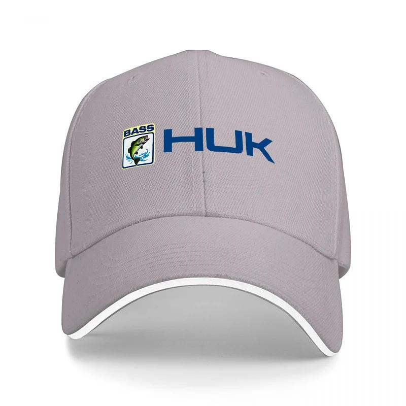 HUK Logo Black Baseball Cap with Blue Embroidery and White Trim Design for Outdoor Fishing Enthusiasts