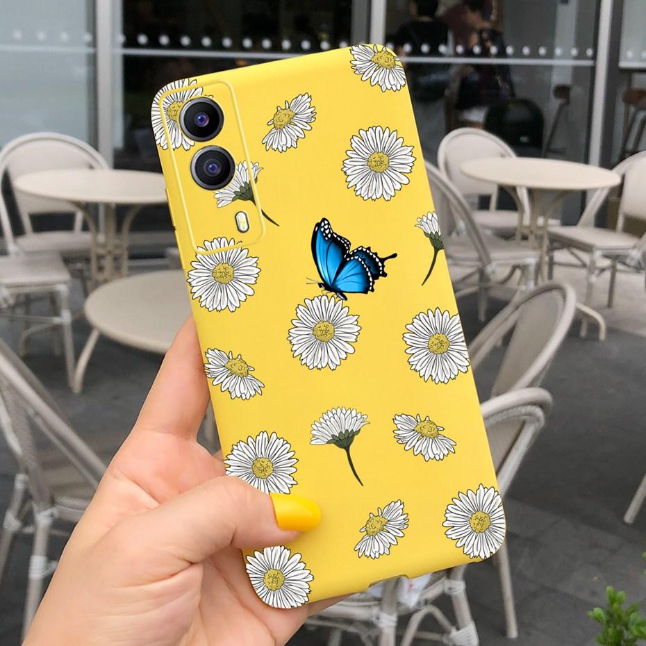 For Vivo Y53S 5G Case Vivo Y72 5G V2041 Phone Cover Silicone Cactus Soft Funda For Vivo Y52 Y 53s Y72 5G Sunflower TPU Bumper