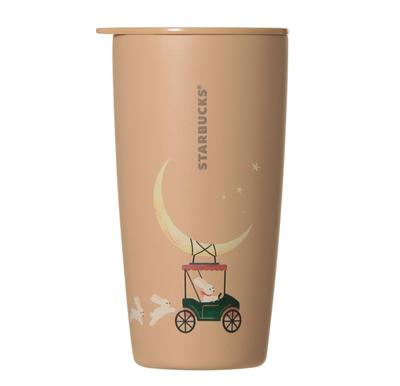Термокружка Starbucks Осенний Фестиваль 2025, Нержавеющая сталь, Лунный Бежевый, 473 мл, Дизайн с кроликом, смотрящим на луну