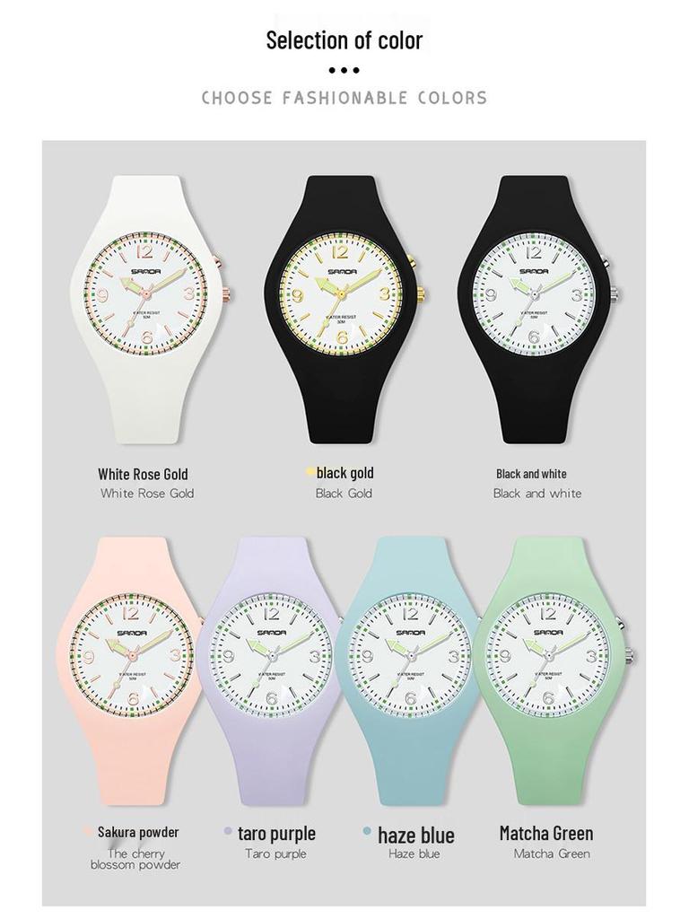 Sanda Макаронный цвет Флуоресцентные Водонепроницаемые Спортивные Часы для Мужчин и Женщин