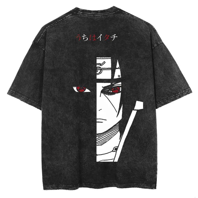 Hashirama Senju Tshirt Naruto Manga Tee Vintage Washed Oversized Retro Anime Harajuku Streetwear Mens Graphic Clothes Top New