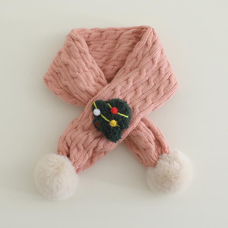 Детский осенне-зимний вязаный шарф с помпоном - Теплый, милый, защищающий от холода протектор для шеи