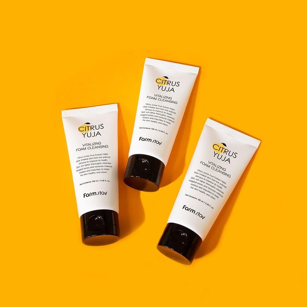 Farmstay Citrus Yuja Vitalizing Gentle Morning Facial Foam Cleanser (100ml) - Mild Cleansing & Hydrating