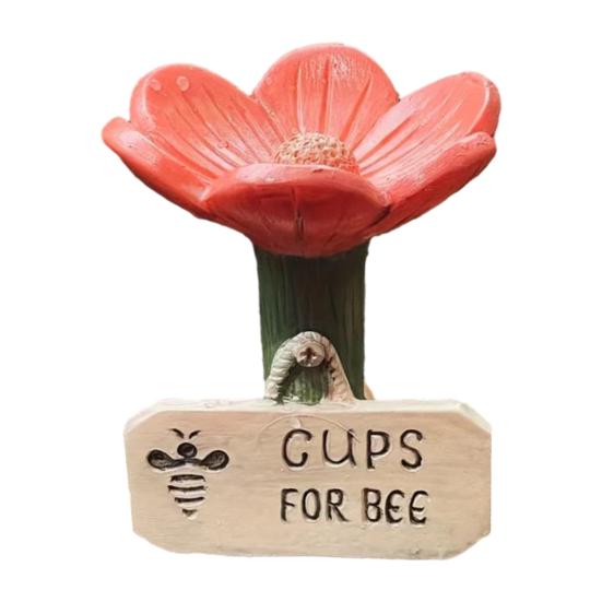 Безопасная мелкая миска для питья, безопасная для пчел, в форме цветка, керамическая поилка для пчел, легкая чистка, декор для сада на открытом воздухе