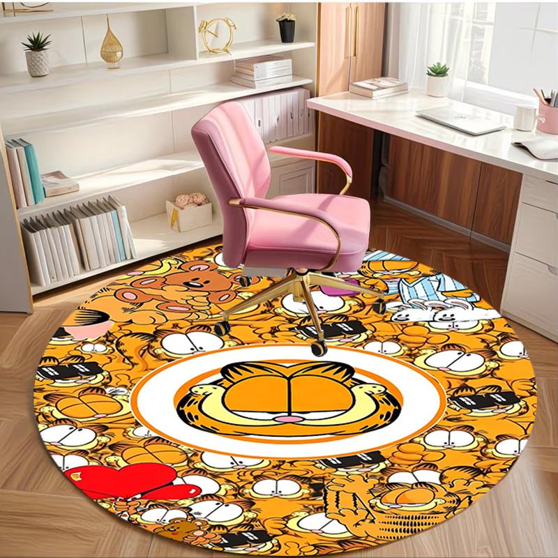Garfield Print Round Rug, Washable Floor Carpet, For Entryway Dorm Laundry Room Office Study, Home Decor Birthday Christmas Gift