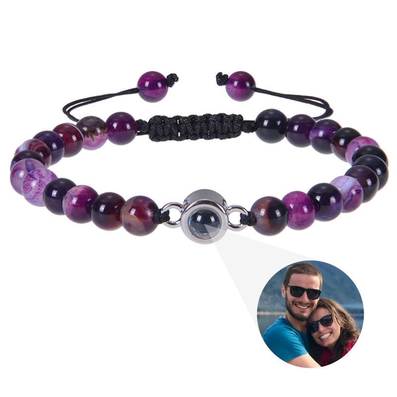 Персонализированный браслет с проекцией фотографии и надписью «Я люблю тебя» на 100 языках - Украшения из натурального камня