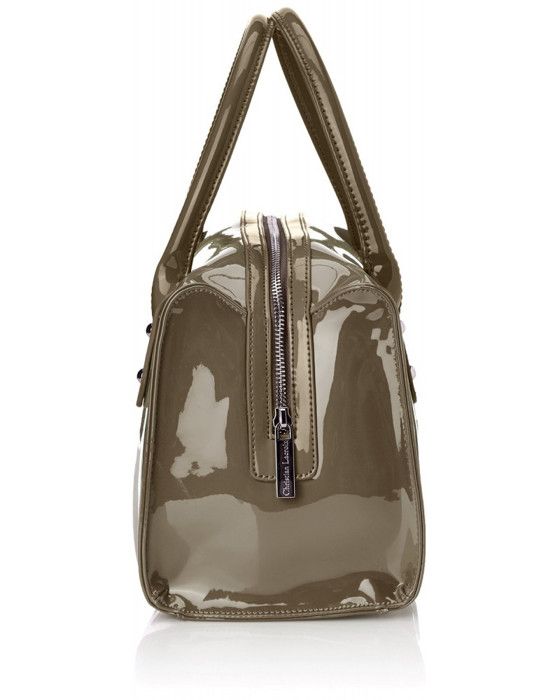 Sac bowling - Christian Lacroix - Jonc 3 - Simili cuir vernis - Gris - 20x30x12 cm