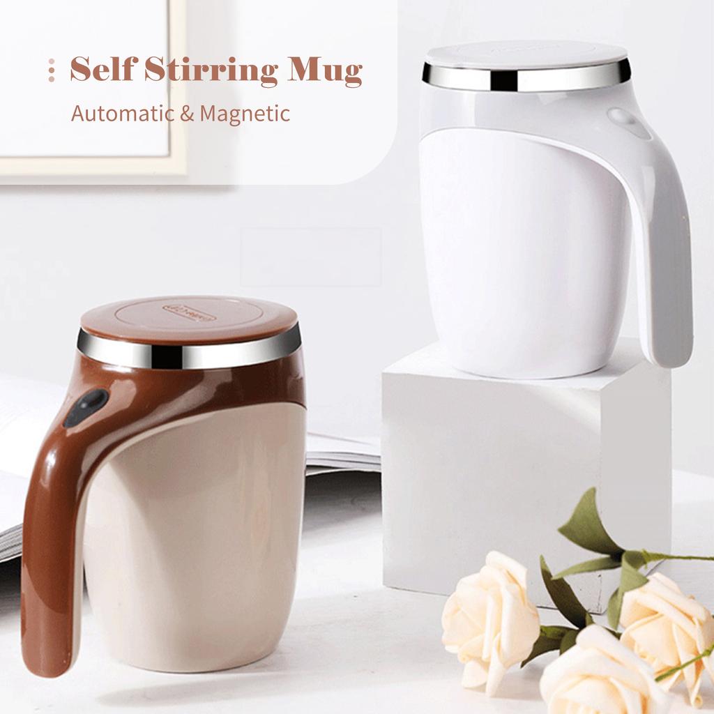 380mL Self Stirring Mug with Lid Automatic Magnetic Stirring Coffee Cup Electric Stainless Steel