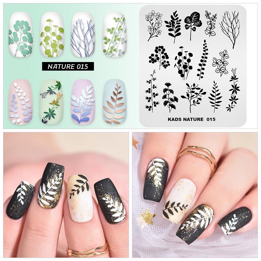 kads Nail Stamping Plates Nature 015 Leaves Design Image Template Nail Stencil Templates Nail Stamp Plate Tools