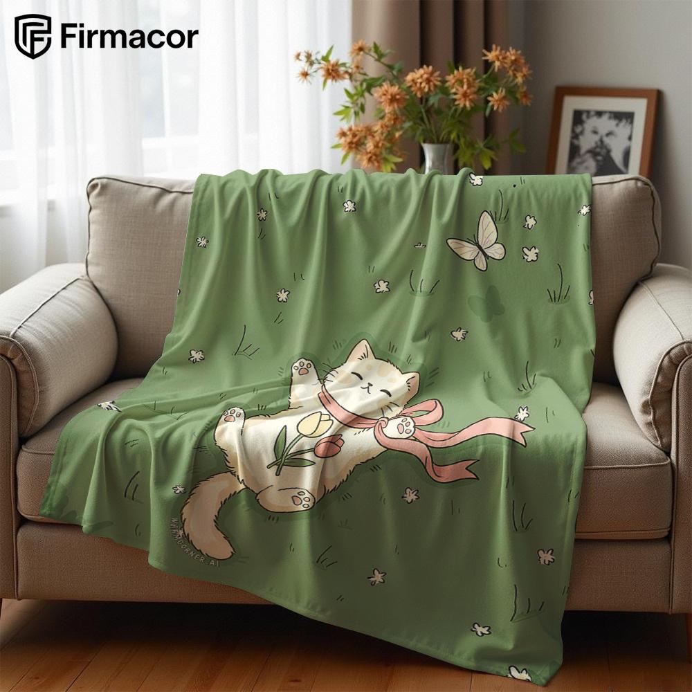 Spring Kitty Ultra Soft Sherpa Fleece Blanket Fluffy Warm Halloween Cozy Throw for Sofa Couch Bedroom Gift All season