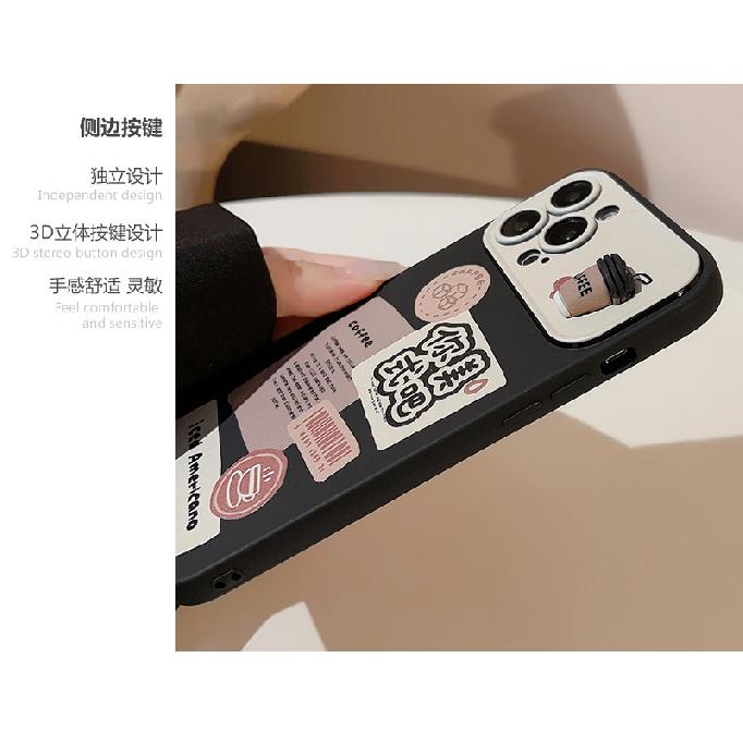 Suitable for iPhone 17 phone case, 3D coffee cup design, for iPhone 15, 13 Pro Max, personalized label, large display window, 12